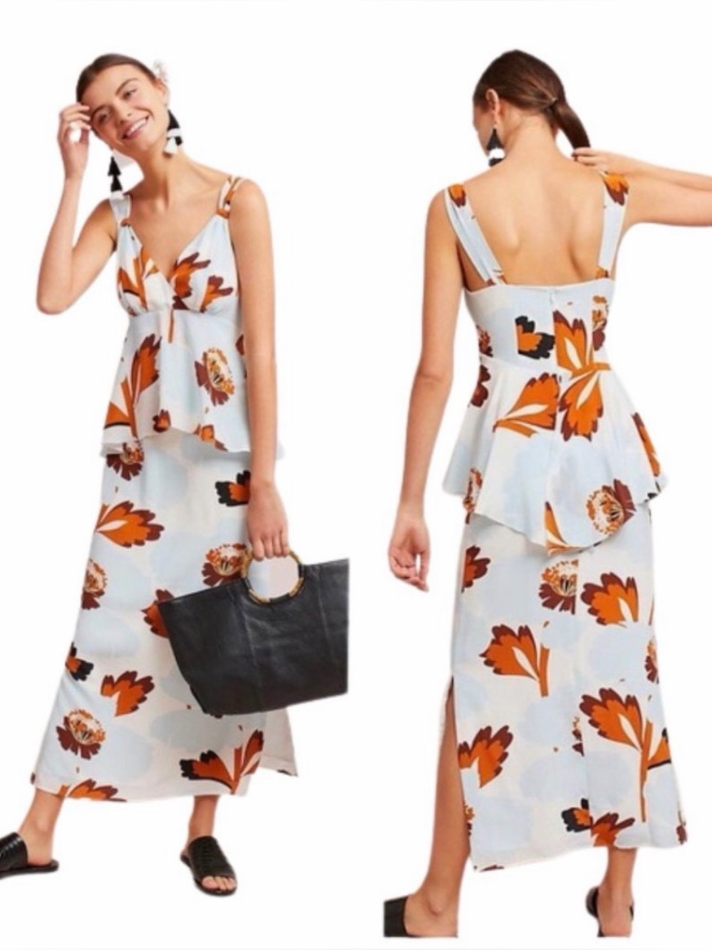 Anthropologies Postage Stamp Floral Maxi 100% Silk Dress in Size 4P